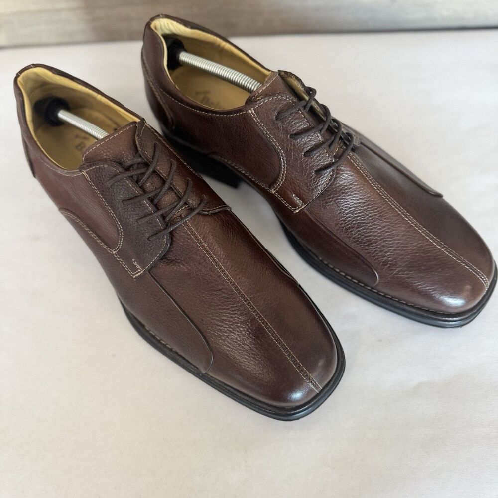 NEW Studio Belvedere Bay Bridge Brown Pebble Leather Oxford Shoe Men 11.5‎ EEE